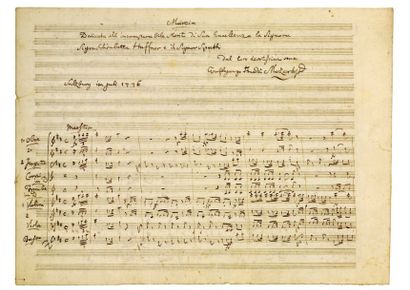 [MOZART Wolfgang Amadeus (1756-1791)]. Manuscrit musical de la main de son fils Franz...