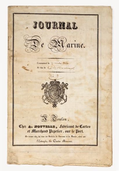 null MANUSCRIT. - JOURNAL DE MARINE. [1834]. 34 ff. in-4, broché. Journal de navigation...