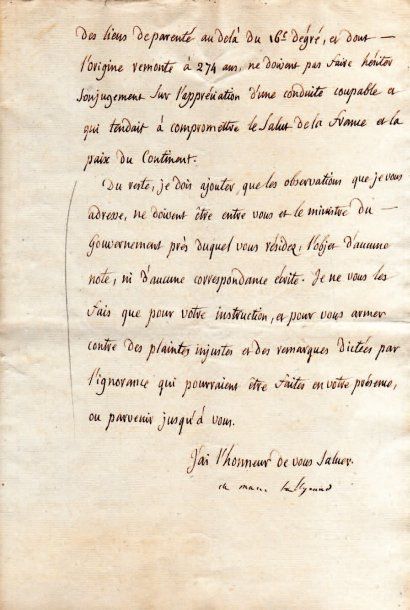 Charles Maurice de TALLEYRAND. L.S., Paris 3 germinal XII (24 mars 1804), au général...
