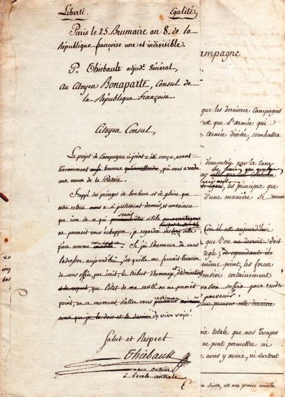 Paul THIÉBAULT (1769-1846) général. Manuscrit avec de nombreuses additions et corrections...