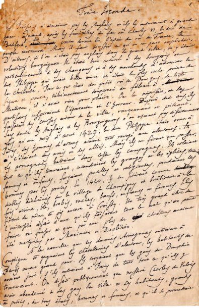 Anatole FRANCE (1884-1924). Manuscrit autographe signé, Frère Joconde ; 13 pages...