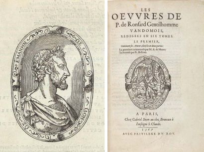 RONSARD (P.) Les oeuvres... redigees en six tomes... Paris, Gabriel Buon, 1567, 6...