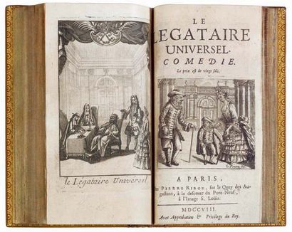 REGNARD (J. Fr.) Les OEuvres. Paris, Pierre Ribou, 1708 -1707, 2 vol. in-12, maroquin...