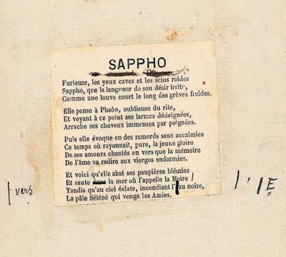 VERLAINE (P.) Impression corrigee de son poeme ? Sappho ?. Coupure imprimee appliquee...