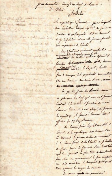 Victor MOREAU Manuscrit autographe, Proclamation du gl en chef de l'armée du Rhin,...