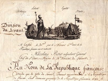 Nicolas ROZE (Marseille 1747-Constantinople 1799) adjudant général P.S., Corfou 20...