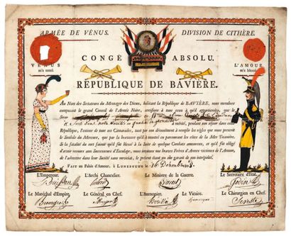 BAVIÈRE Brevet signé par 9 militaires, au Palais d'Amour, à Lunebourg 26 décembre...