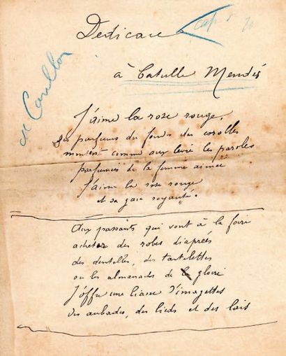 Gustave KAHN Manuscrit autographe signé, [Le Livre d'images, 1897] ; environ 200...