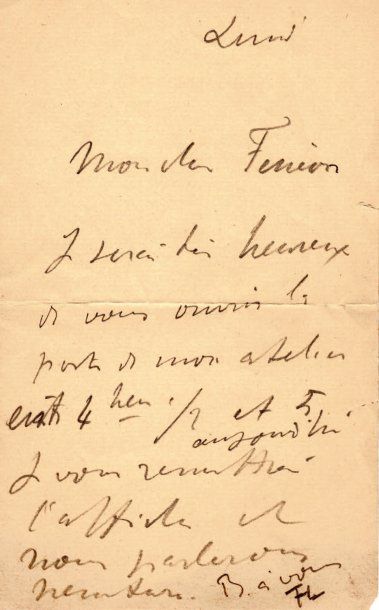 Henri de TOULOUSE-LAUTREC (1864-1901) L.A.S. (monogramme), Lundi [1895 ?], à Félix...