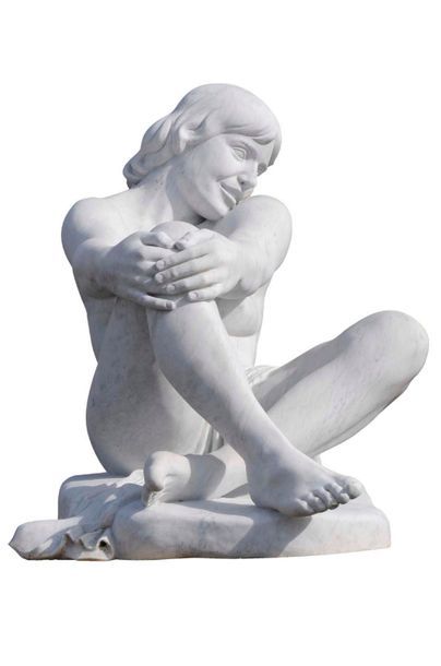 null D'après Stephan BUXIN (1909-1996), statue en marbre blanc à  l'image d'une Naà¯ade...