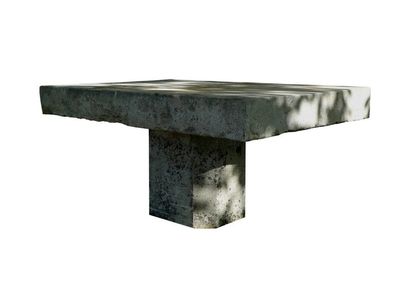 null Table de jardin en pierre à  plateau monolithe rectangulaire reposant sur un...