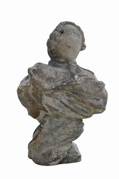 null Buste en pierre représentant Louis XVI. Il s'agit d'un buste monté sur piédouche...