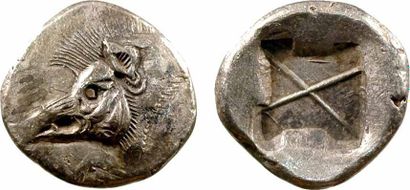 null Lycie, tétrobole, c.520-480 av. J.-C. A/Anépigraphe Protomé de sanglier à gauche...