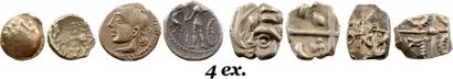 null Lot de 4 ex. : Rèmes, 1/4 statère, Pictons, denier, Volques et Rutènes, drachmes...