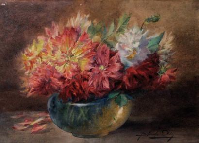 Blanche ODIN (1865-1957) Fleurs Aquarelle sur carton. Signée en bas à droite 57 x...