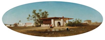 A. JAUTARD (XIX-XXe siècle) Village turc Huile sur toile, signée en bas à gauche...