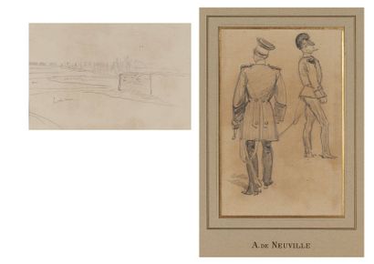 Alfred de Neuville - Crayon portrait de militaire...