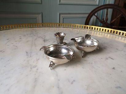 Pair of small silver ashtrays made of Colombian...