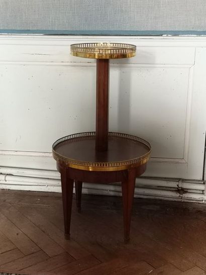 Small mahogany coffee table and brass gallery....