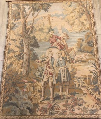 Tapestry decorated with a horseman going...