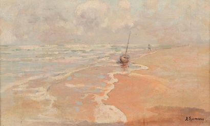 Adolphe GUMERY, Boats at low tide, isorel...