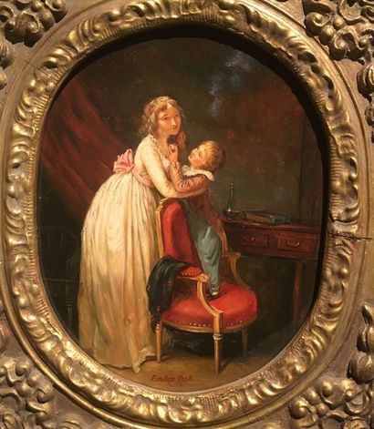 Edward Rose, Mother and Child, oval, oil...