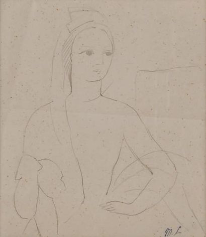 Marie LAURENCIN (1885-1956) Portrait de femme Dessin sur papier. Cachet de la succession...