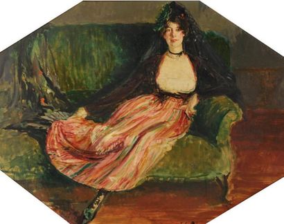 Jacques-Emile BLANCHE (1861-1942) La princesse Lucien Murat en costume Goya Huile...