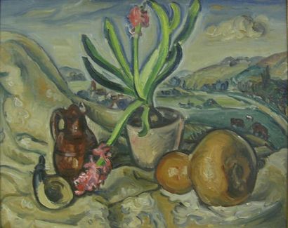 Othon FRIESZ (1879-1949) Nature morte devant un paysage, 1925 Huile sur toile Signée...