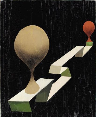 Kurt SELIGMANN (1900 - 1962) Têtes / Head Forms, 1935 Huile sur papier contrecollé...