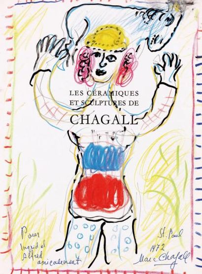 Marc CHAGALL (1887-1985) La joie du berger pour Ingrid et Alfred, 1972 Pastel, craie...