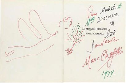 Marc CHAGALL (1887-1985) Ange pour Michel et Mme Dusoulier, 1974 Feutre sur papier...