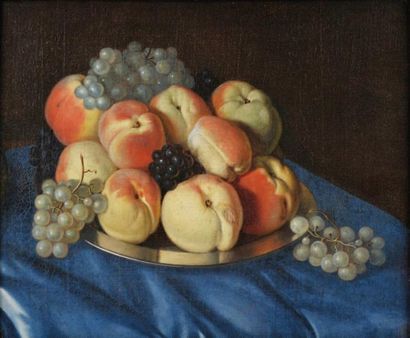 François HABERT (Actif en France au milieu du XVIIe siècle) Pêches et raisins sur...