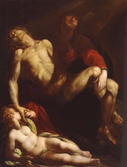 Giulio Ceasare PROCACCINI (Bologne 1574-Milan 1625) Pièta Huile sur toile. 121 ×...