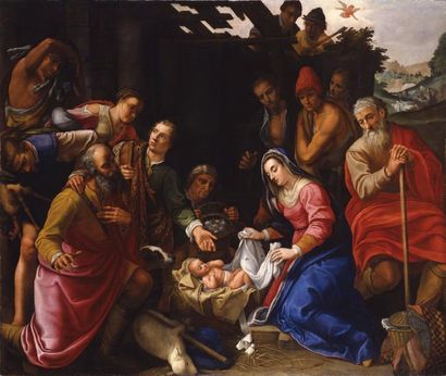 Pietro Maria BAGNADORE (Orzinuovi, 1548 ca- Brescia, 1627 ca) L'adoration des bergers...