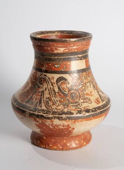 Vase decorated with zoomorphic deities 
Polychrome...