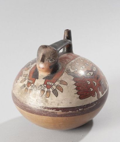 Whistle-bottle decorated with an elongated...