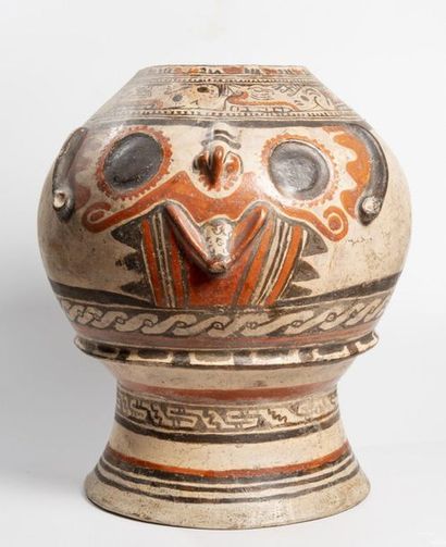 Important pedestal vase with anthropozoomorphic...