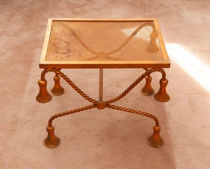 Coffee table, bronze base immitating the...