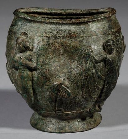 ROME Exceptionnel pot à onguent représentant différentes scènes d'une femme à sa...