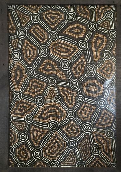 Peinture aborigène, 73 x 59 cm. 
73 x 59...
