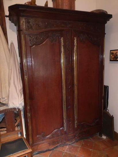 Large molded and carved wood cabinet with...