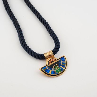 null Mickaela Frey Wien. Gilded metal necklace decorated with an enamelled beetle...