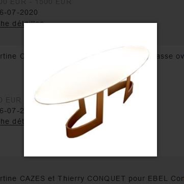null Martine CAZES and Thierry CONQUET

Oval coffee table in corian

H 44 x W 170...