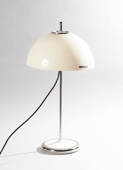 Table lamp in white lacquered metal and stainless...