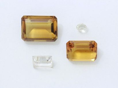 Lot composed of 2 emerald-cut citrines and...