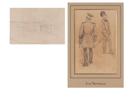 Alfred de Neuville - Military portrait pencil...