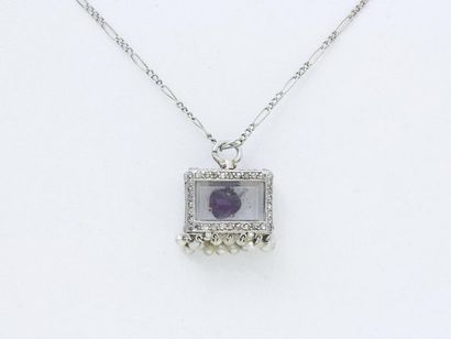 Pendant in 750 thousandths white gold and...