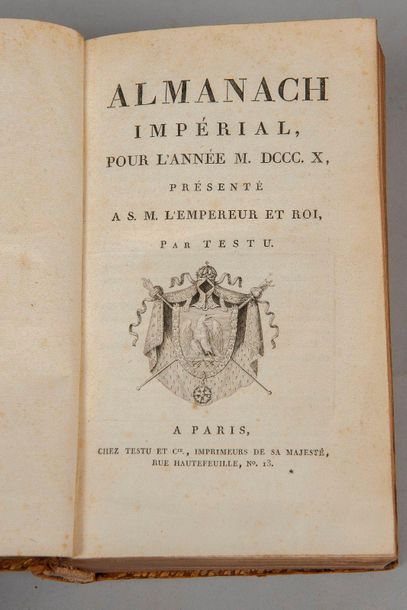 null ALMANACH IMPÉRIAL. Paris, Testu et Compagnie, 1810. Fort in-8, veau blond, roulettes...