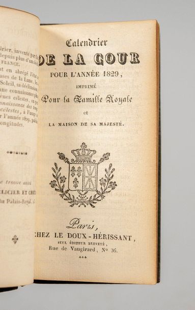 null CALENDRIER de la Cour, pour l'année 1829. Paris, Le Doux-Hérissant, (1829)....